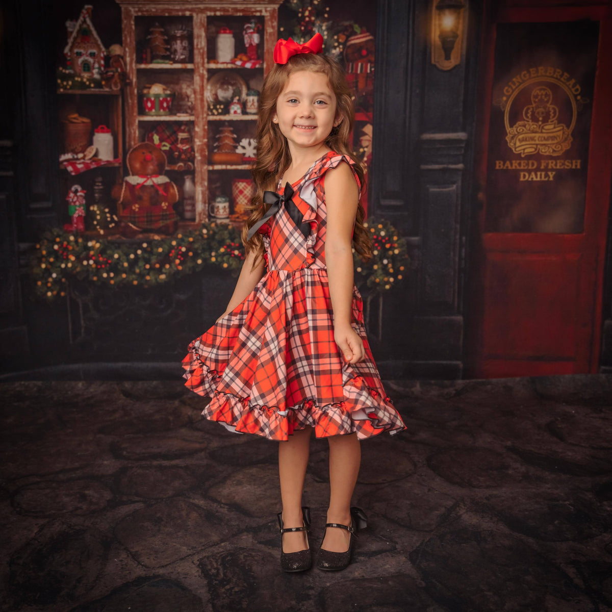 Red Plaid Fancy Twirl 2T
