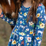 Load image into Gallery viewer, Horse Floral Twirl Dress
