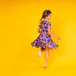 Load image into Gallery viewer, Purple Kitty Twirl Dress
