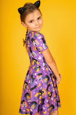 Load image into Gallery viewer, Purple Kitty Twirl Dress
