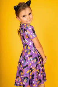 Purple Kitty Twirl Dress