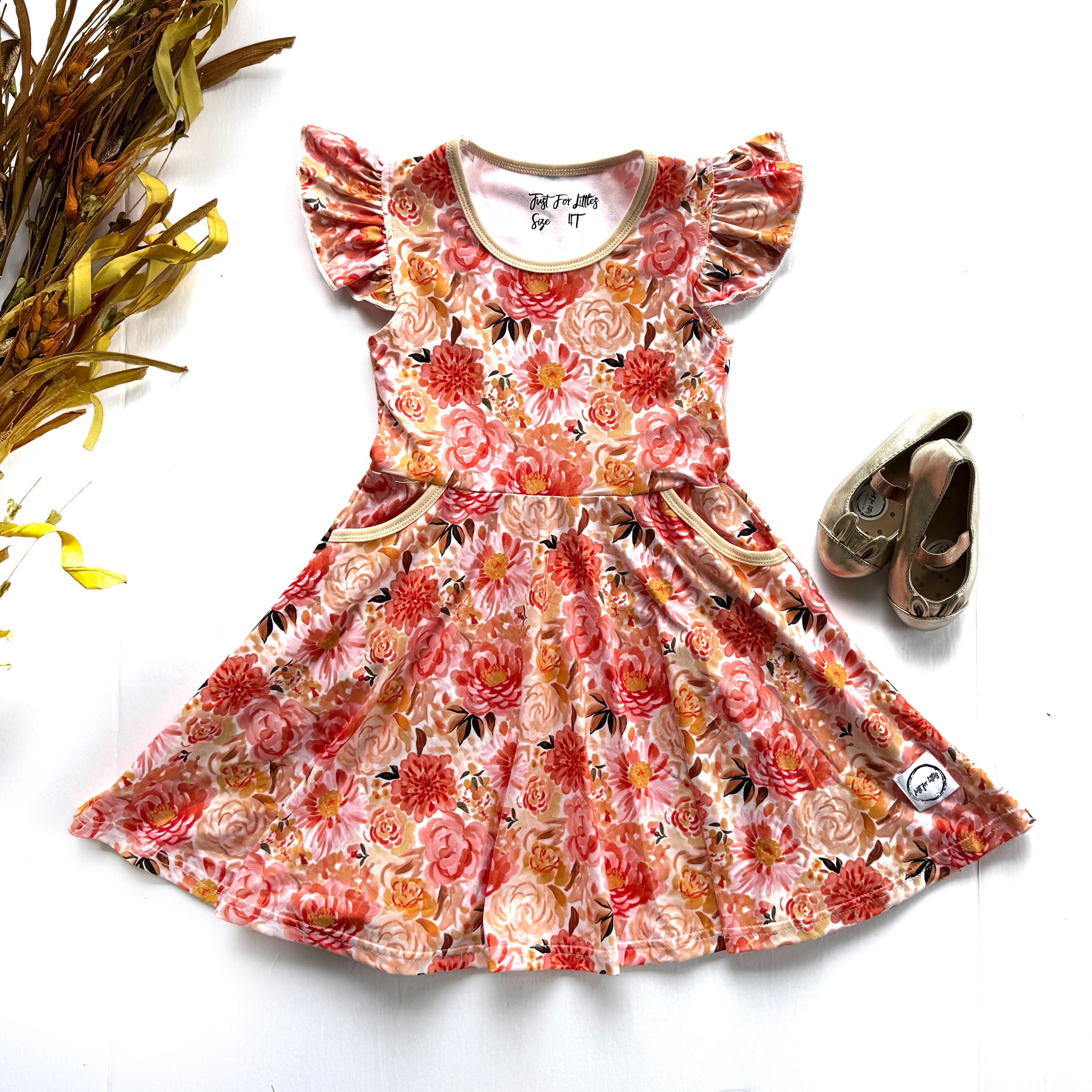 New Beige Floral Twirl