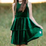 Load image into Gallery viewer, Green Velour Christmas Dress
