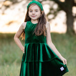 Load image into Gallery viewer, Green Velour Christmas Dress
