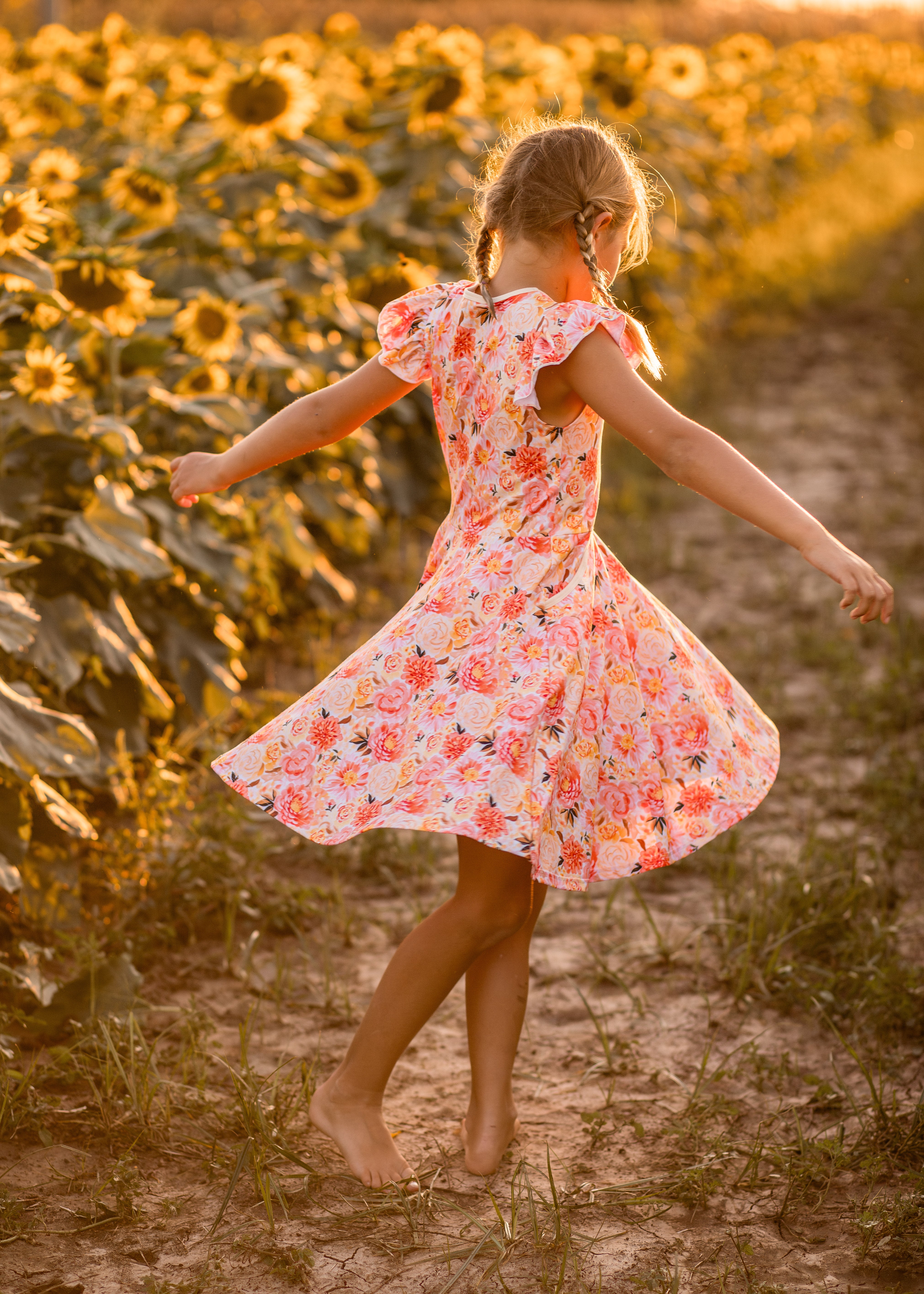 New Beige Floral Twirl