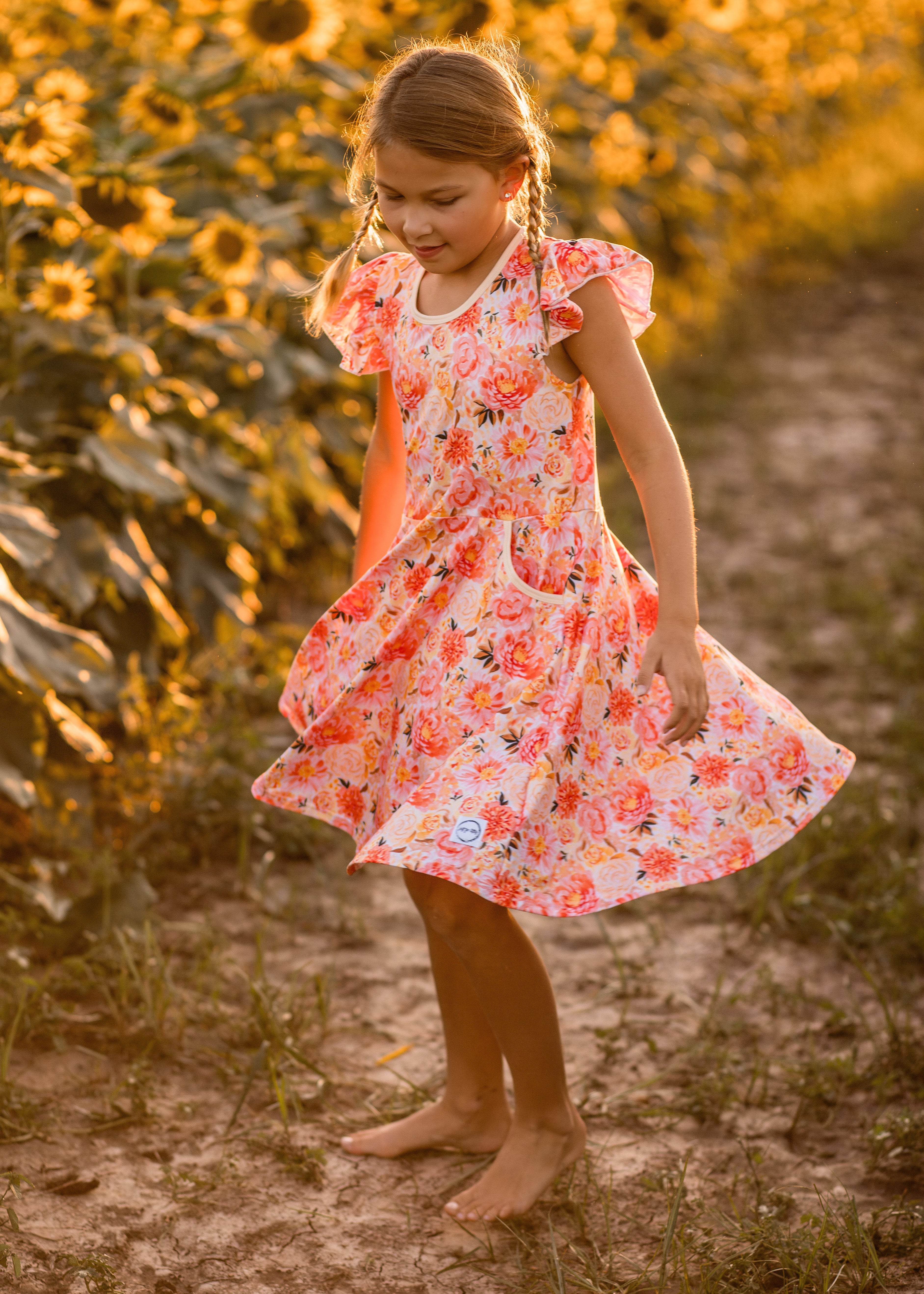 New Beige Floral Twirl