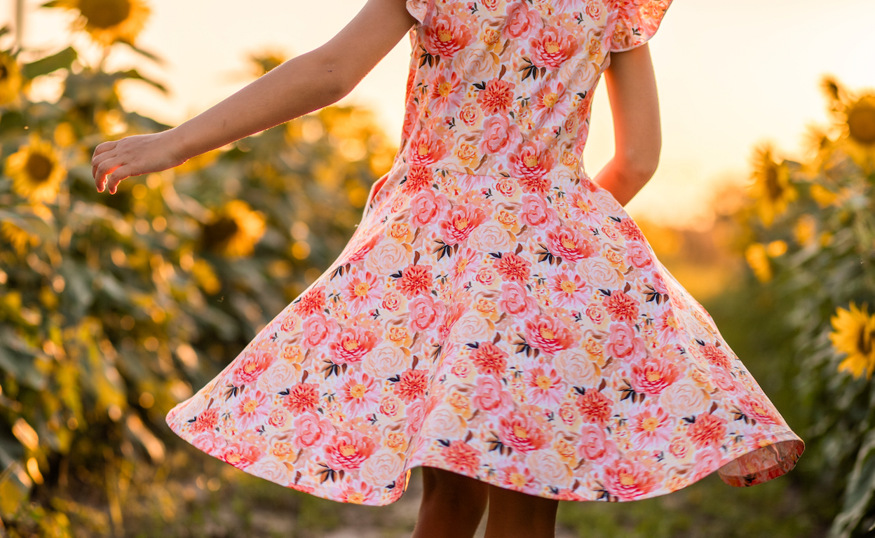New Beige Floral Twirl