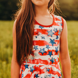 USA Watercolor Twirl Dress