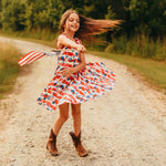 Load image into Gallery viewer, USA Watercolor Twirl Dress
