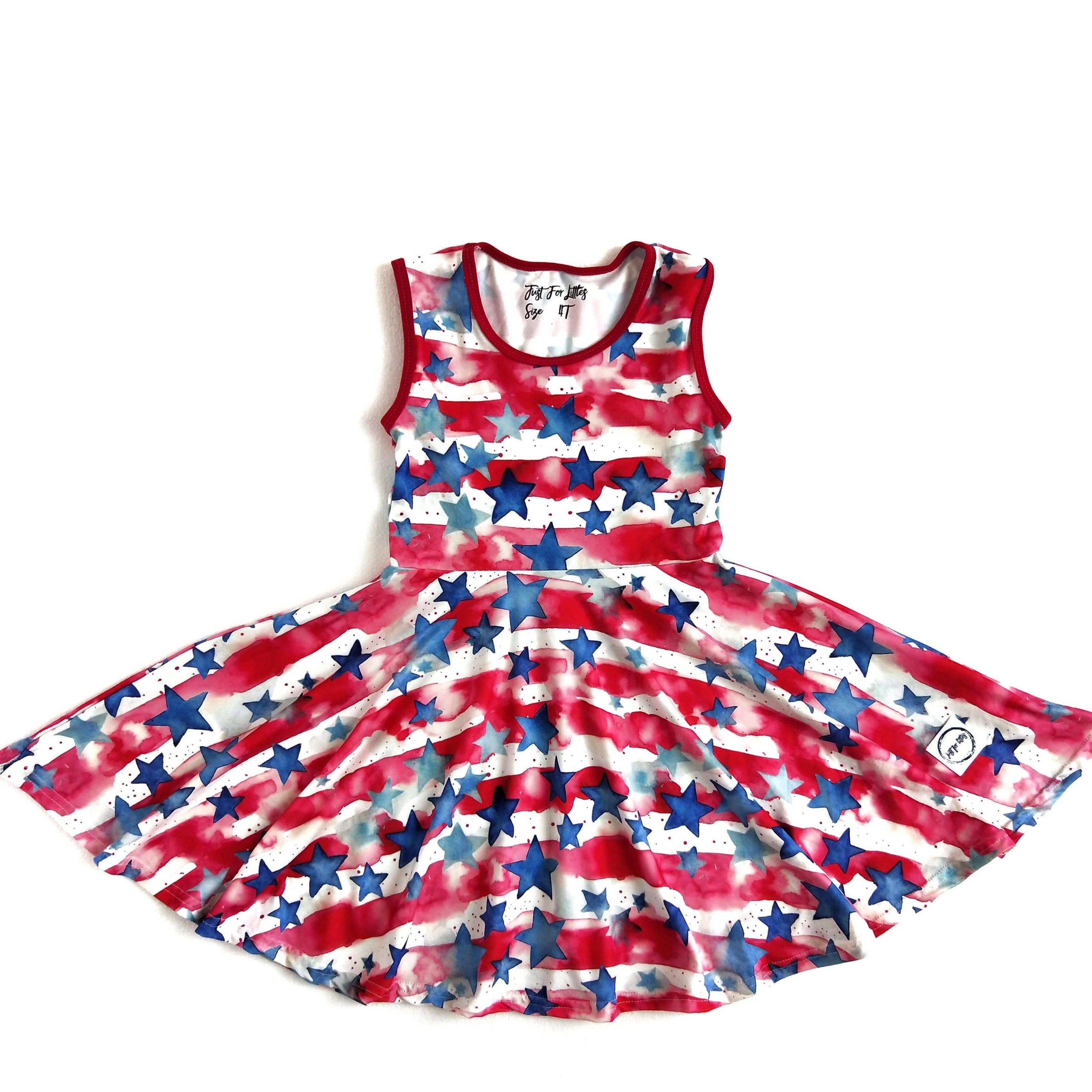 USA Watercolor Twirl Dress