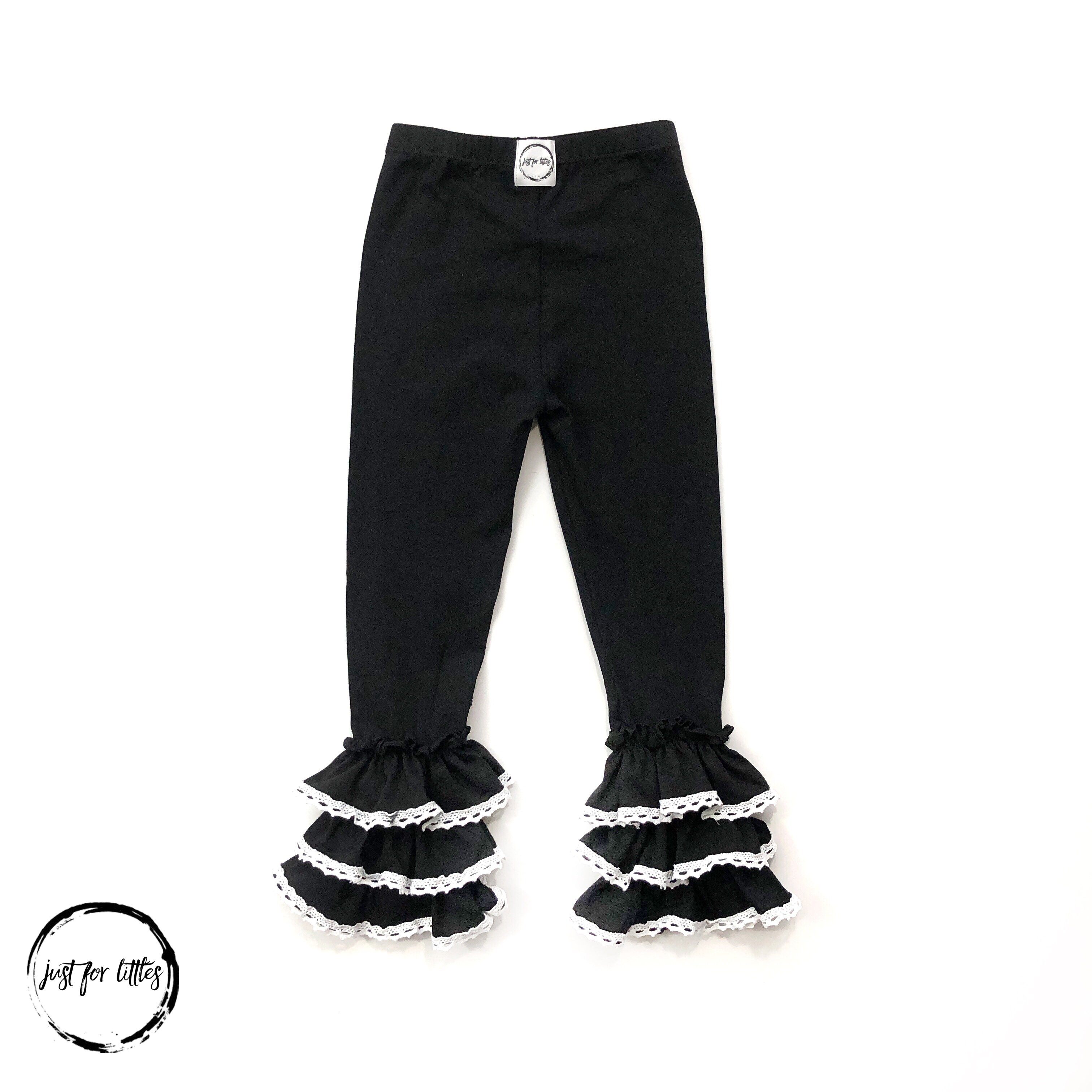 Black Lace Trim Ruffle Leggings – Just For Littles®️