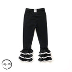 Load image into Gallery viewer, #91 Black Lace Trim Ruffle Leggings Bottoms Just For Littles™ 
