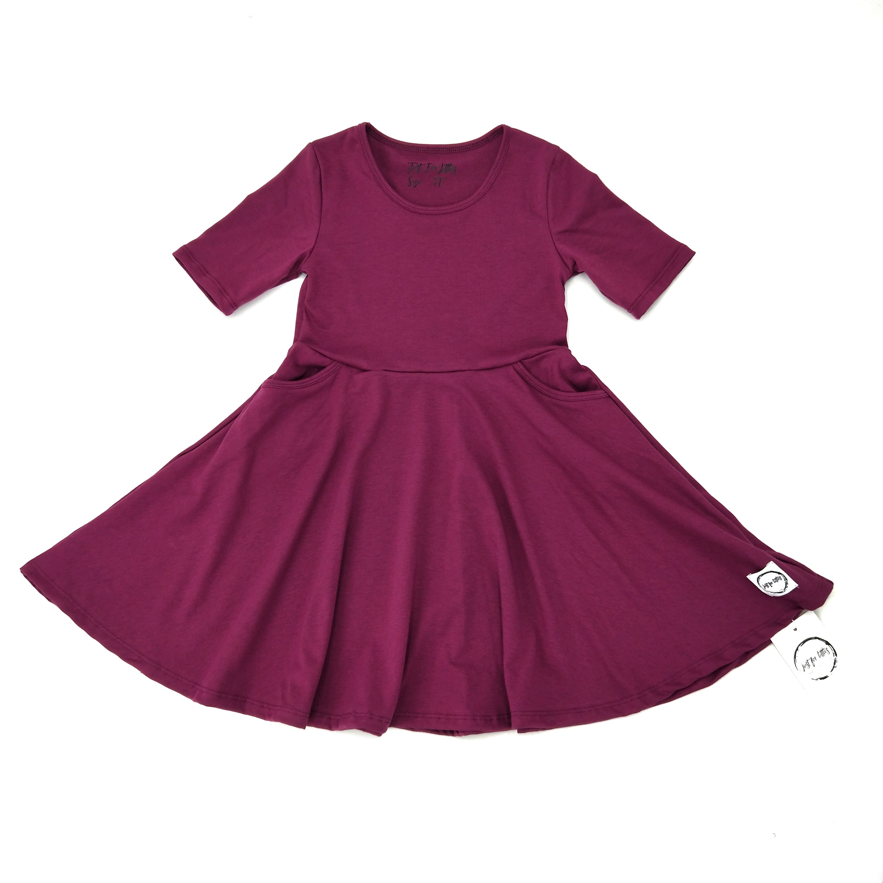 Burgundy Twirl Dress with Pockets
