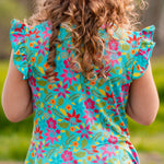 Load image into Gallery viewer, Teal Hawaiian Twirl Dress
