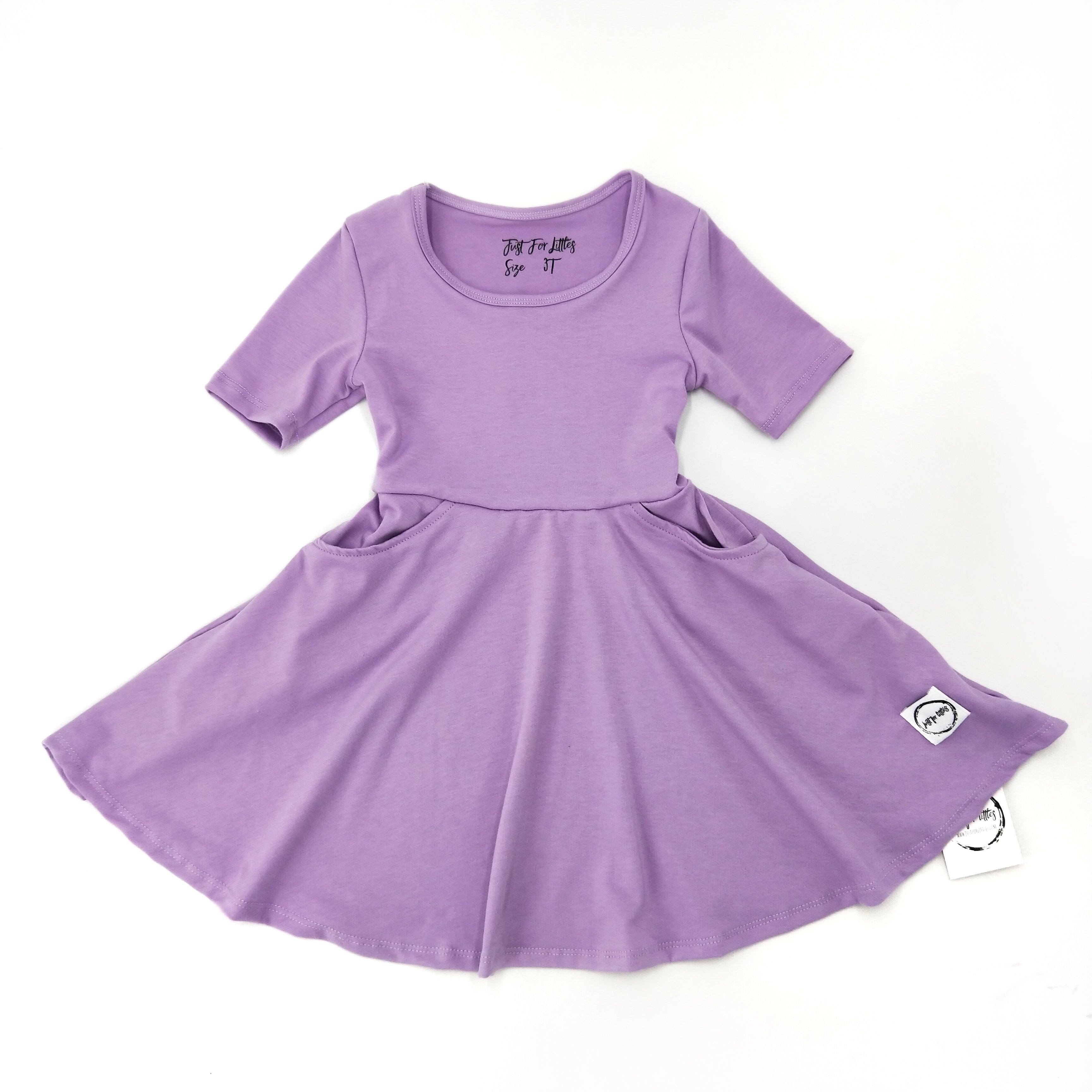 Lavender Twirl Dress with Pockets