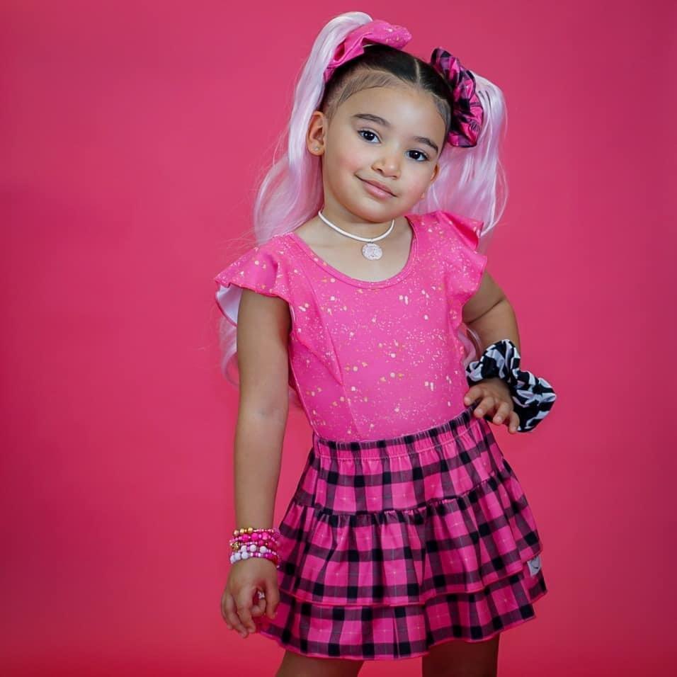 Kids Girls Pink Barbie Costume Princess Party Fancy Dress Tartan Skirt  Outfit