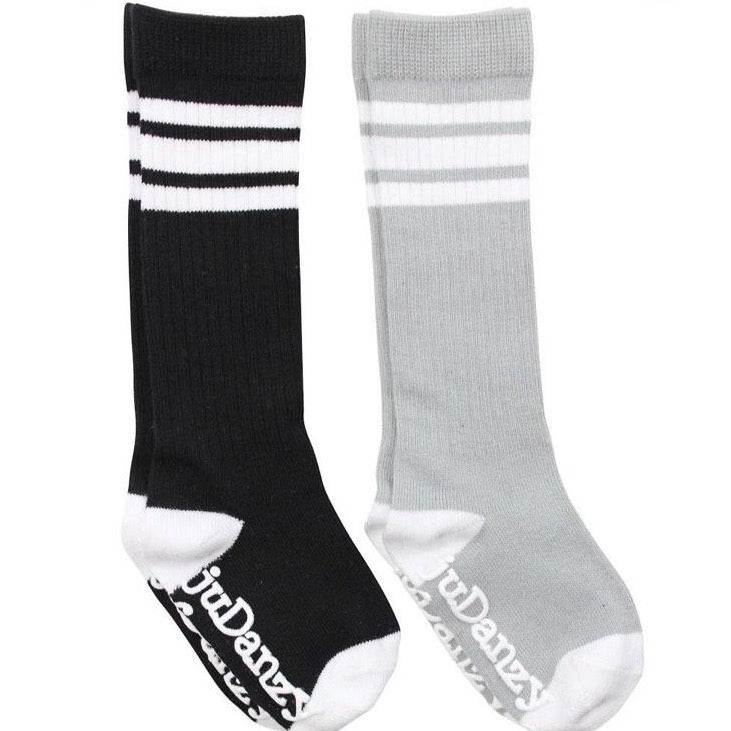 Black & Grey with White Stripes Tube Socks accessories juDanzy 
