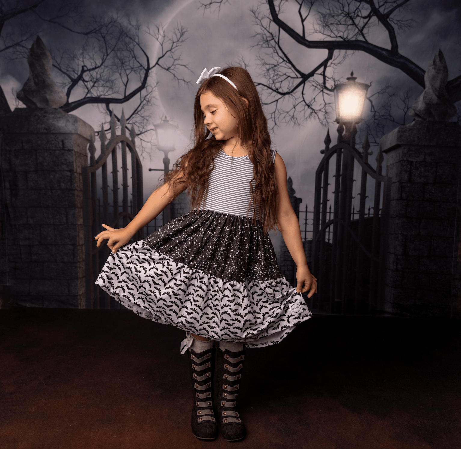 #Black Halloween Twirl Dress Dress Just For Littles™ 