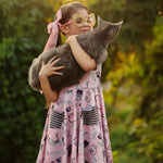 Load image into Gallery viewer, #Black &amp; White Stripe Pink Kitty Dress Just For Littles™ 
