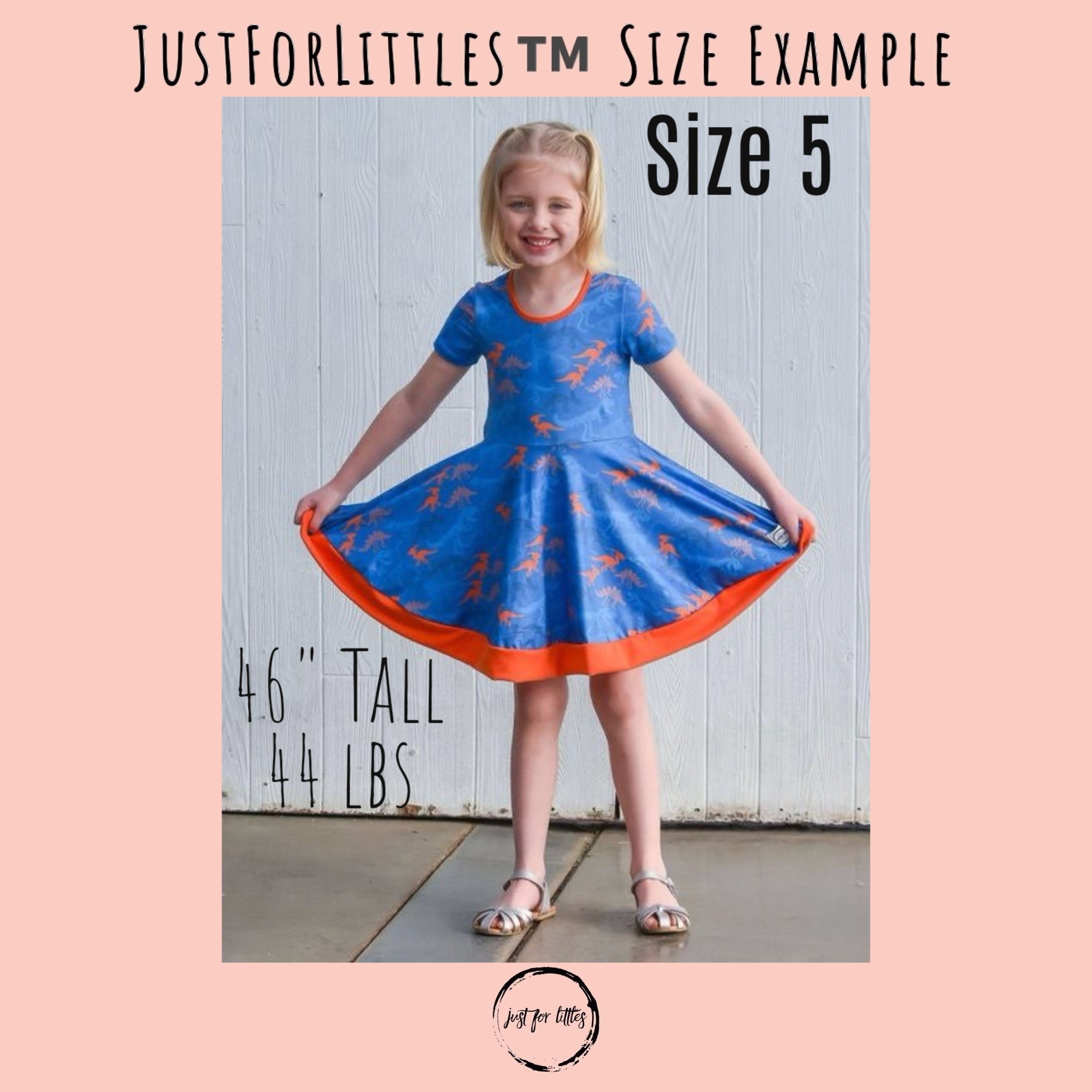 #Blue & Orange Dino Twirl Dress Dress Just For Littles™ 