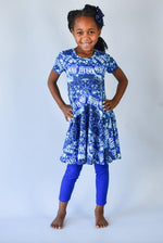Load image into Gallery viewer, Blue Tie Dye Twirl Dress Just For Littles 
