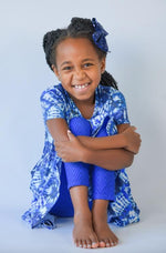 Load image into Gallery viewer, Blue Tie Dye Twirl Dress Just For Littles 
