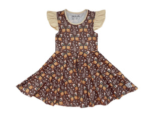 #Brown Butterfly Twirl Dress Dress Just For Littles™ 