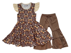 #Brown Butterfly Twirl Dress Dress Just For Littles™ 