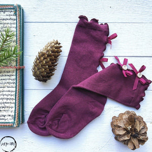 #Burgundy Button Socks accessories Just For Littles™ 