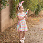 Load image into Gallery viewer, #Easter Stripe Twirl Dress Dress Just For Littles™ 
