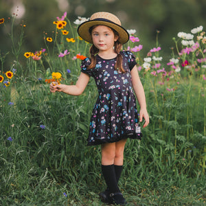 #Fall Black Floral Twirl Dress Just For Littles™ 