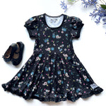 Load image into Gallery viewer, #Fall Black Floral Twirl Dress Just For Littles™ 
