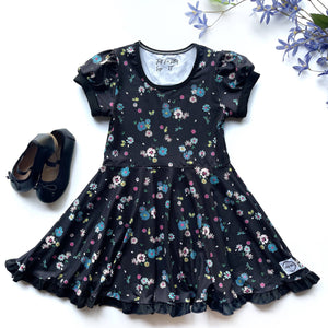 #Fall Black Floral Twirl Dress Just For Littles™ 