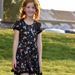 Load image into Gallery viewer, #Fall Black Floral Twirl Dress Just For Littles™ 
