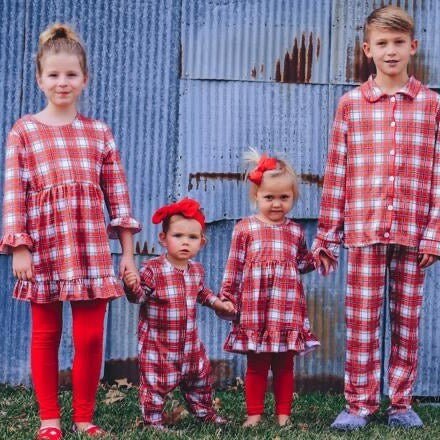 Farmhouse Plaid Footed Comfy Cozies Just For Littles®️ 