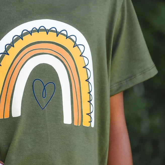 Forest Green Rainbow T-Shirt Shirt Just For Littles™ 