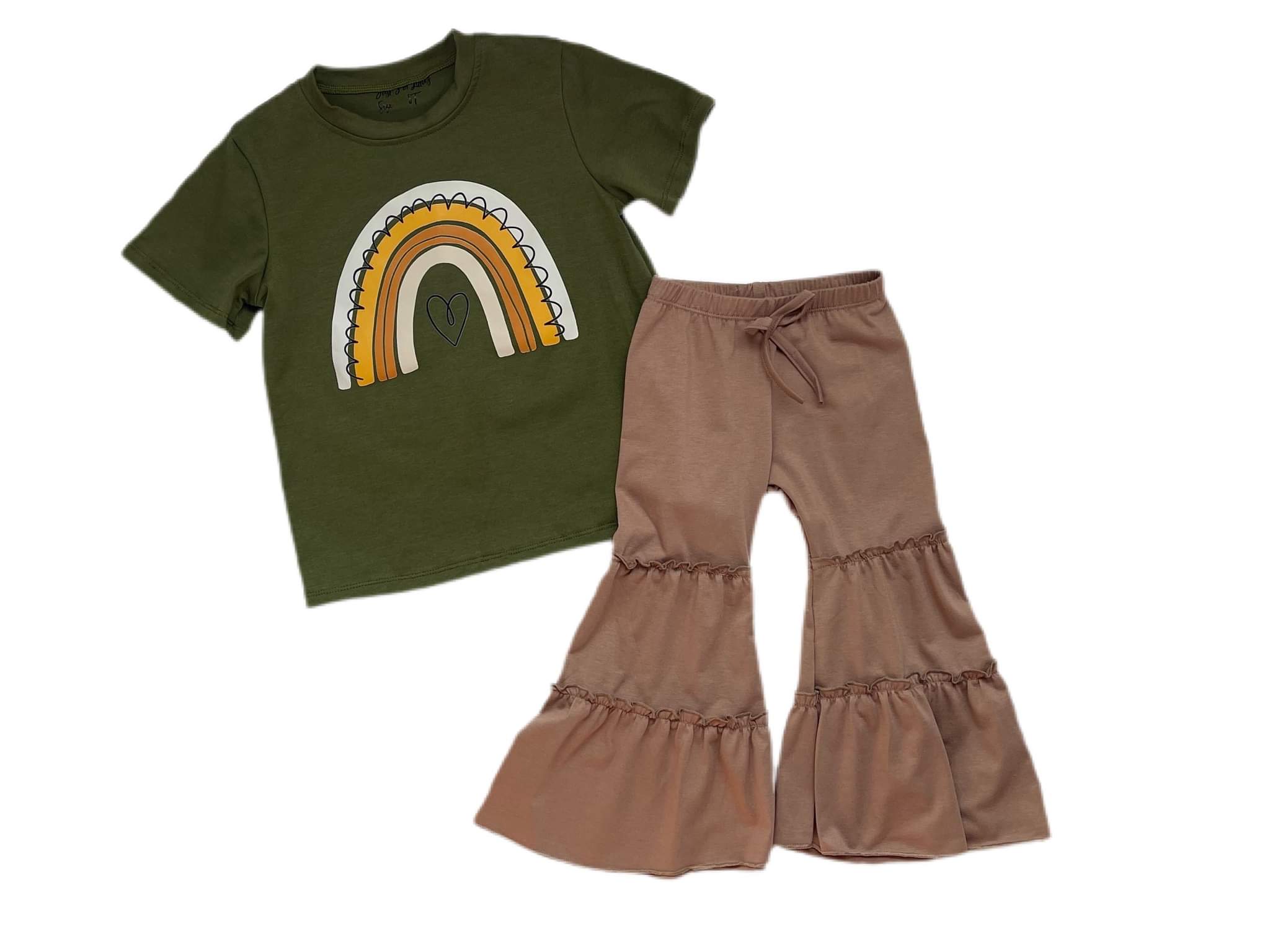 #Forest Green Rainbow T-Shirt Shirt Just For Littles™ 