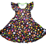 Load image into Gallery viewer, Halloween Black Candy Twirl Dress
