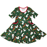 Load image into Gallery viewer, Christmas Unicorn Twirl Dress
