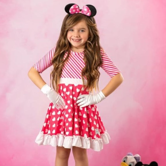 #Minnie Valentines Day Twirl Dress Dress Just For Littles 