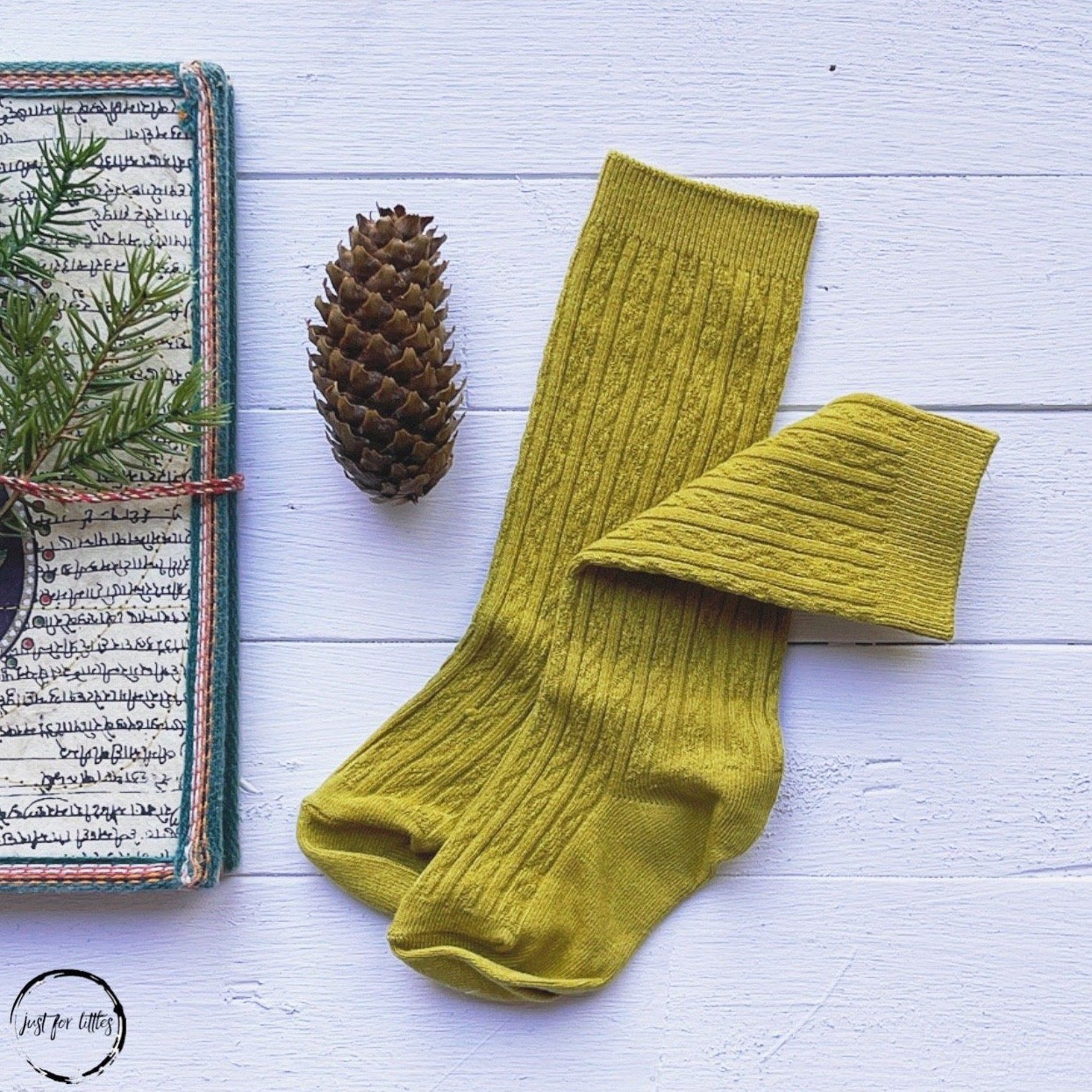 #Mustard Cable Knit Socks accessories Just For Littles™ 