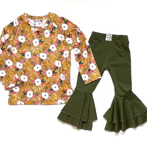 #Mustard Floral Shirt Baby & Toddler Tops Just For Littles™ 