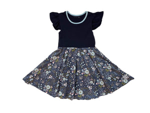 #Navy Floral Twirl Dress Dress Just For Littles™ 