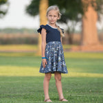 Load image into Gallery viewer, #Navy Floral Twirl Dress Dress Just For Littles™ 
