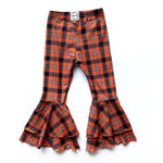 Load image into Gallery viewer, #Orange &amp; Black Plaid Bell Leggings Bottoms Just For Littles™ 
