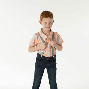 Peach Plaid Button Up Just For Littles 