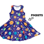 Load image into Gallery viewer, #Planets and Pockets Twirl Dress Dress Just For Littles™ 
