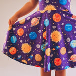 Load image into Gallery viewer, #Planets and Pockets Twirl Dress Dress Just For Littles™ 
