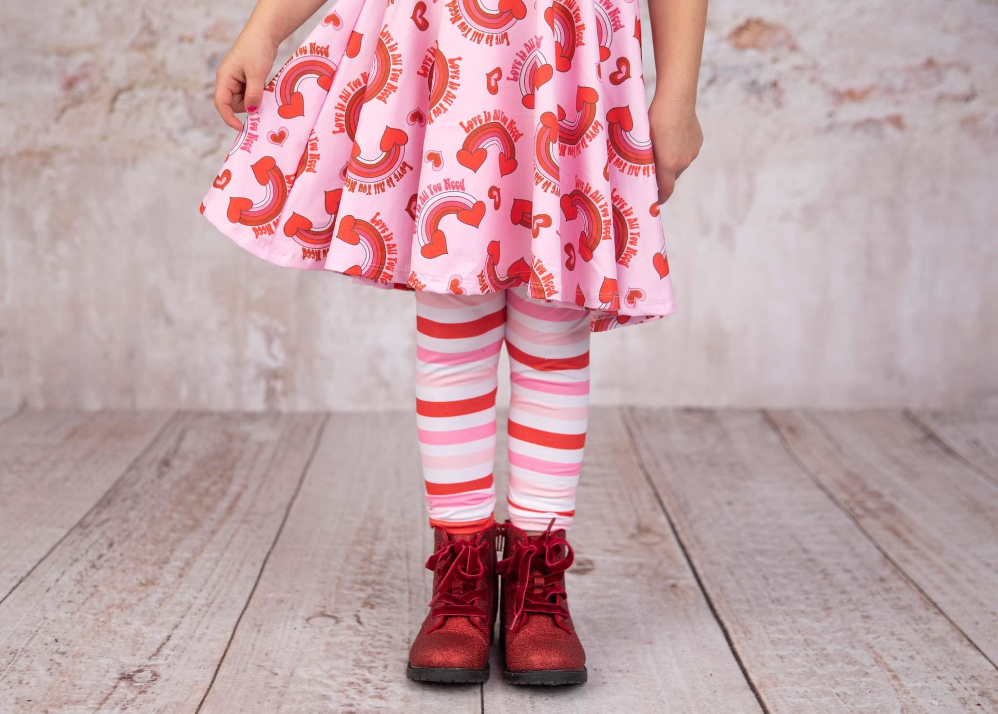 Rainbow Heart Twirl Dress Dress Just For Littles™ 