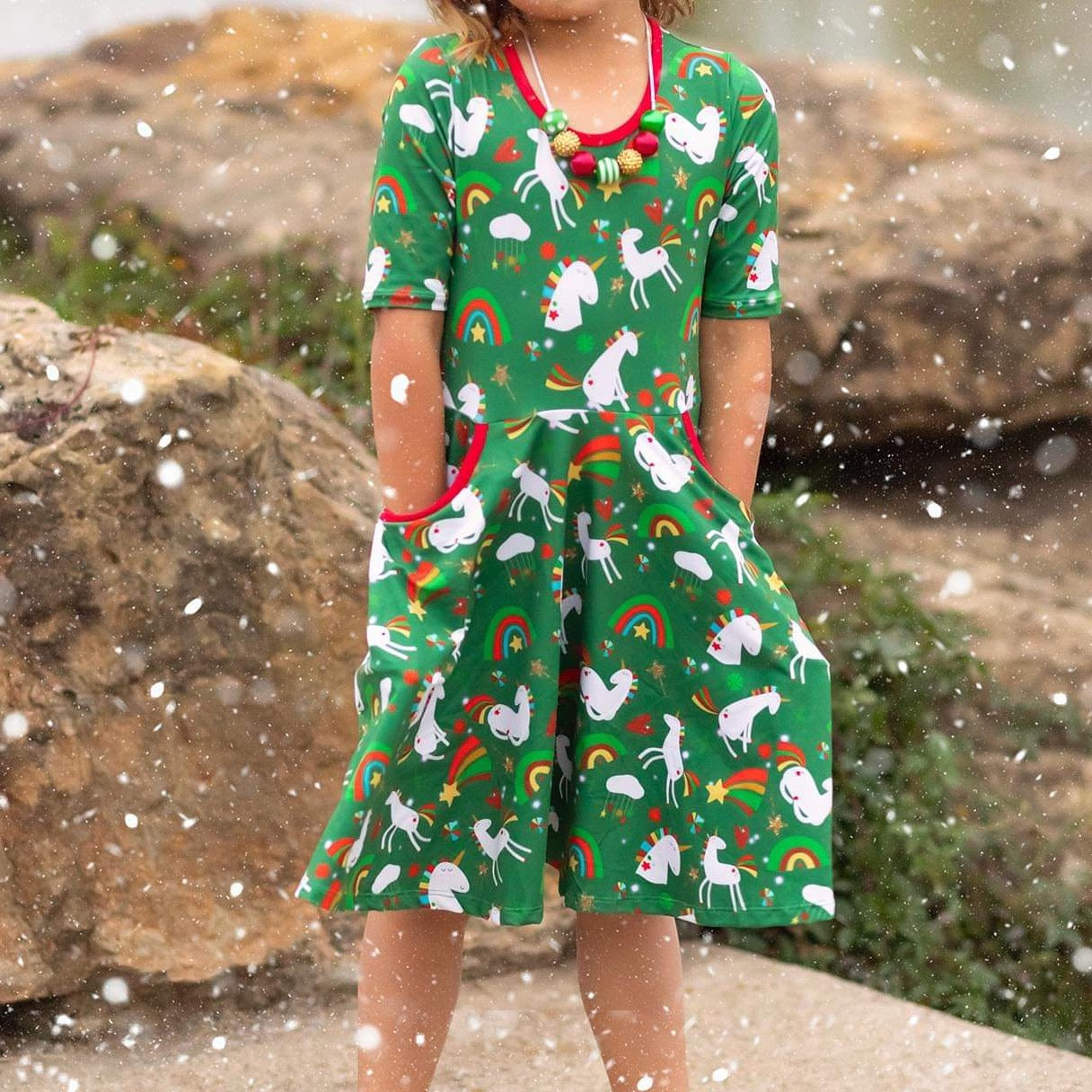 Christmas Unicorn Twirl Dress 2T Christmas Unicorn Twirl Dress 2T